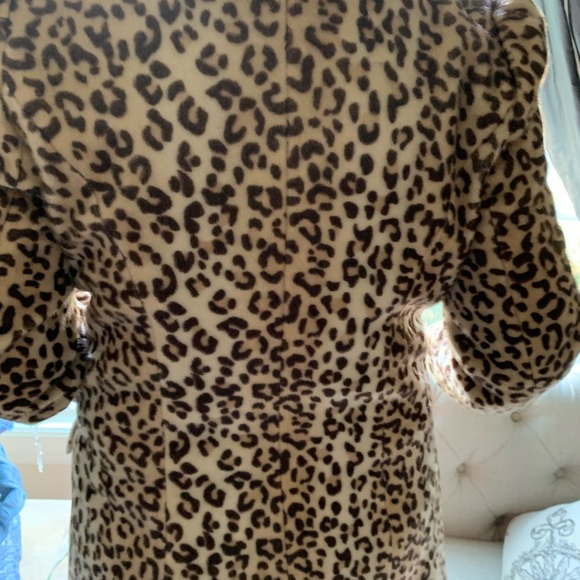 Faux Fur 🖤🤎 Leopard Animal Print Coat Vintage Look Super Chic Collar Mob Wife - Picture 6 of 16